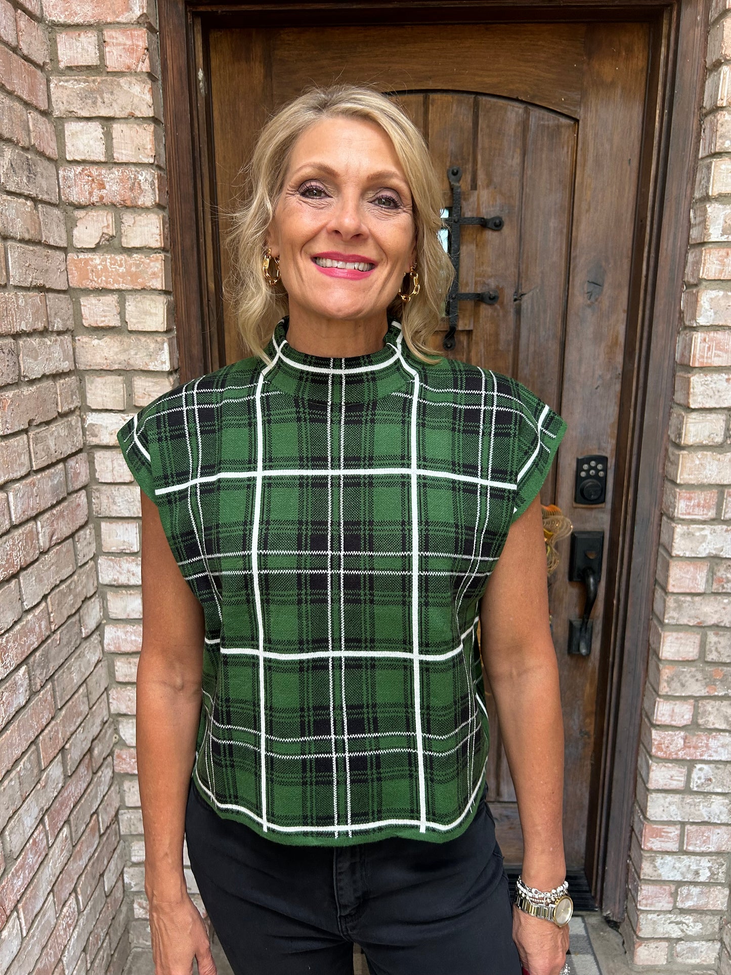 Evergreen Plaid Knit Vest