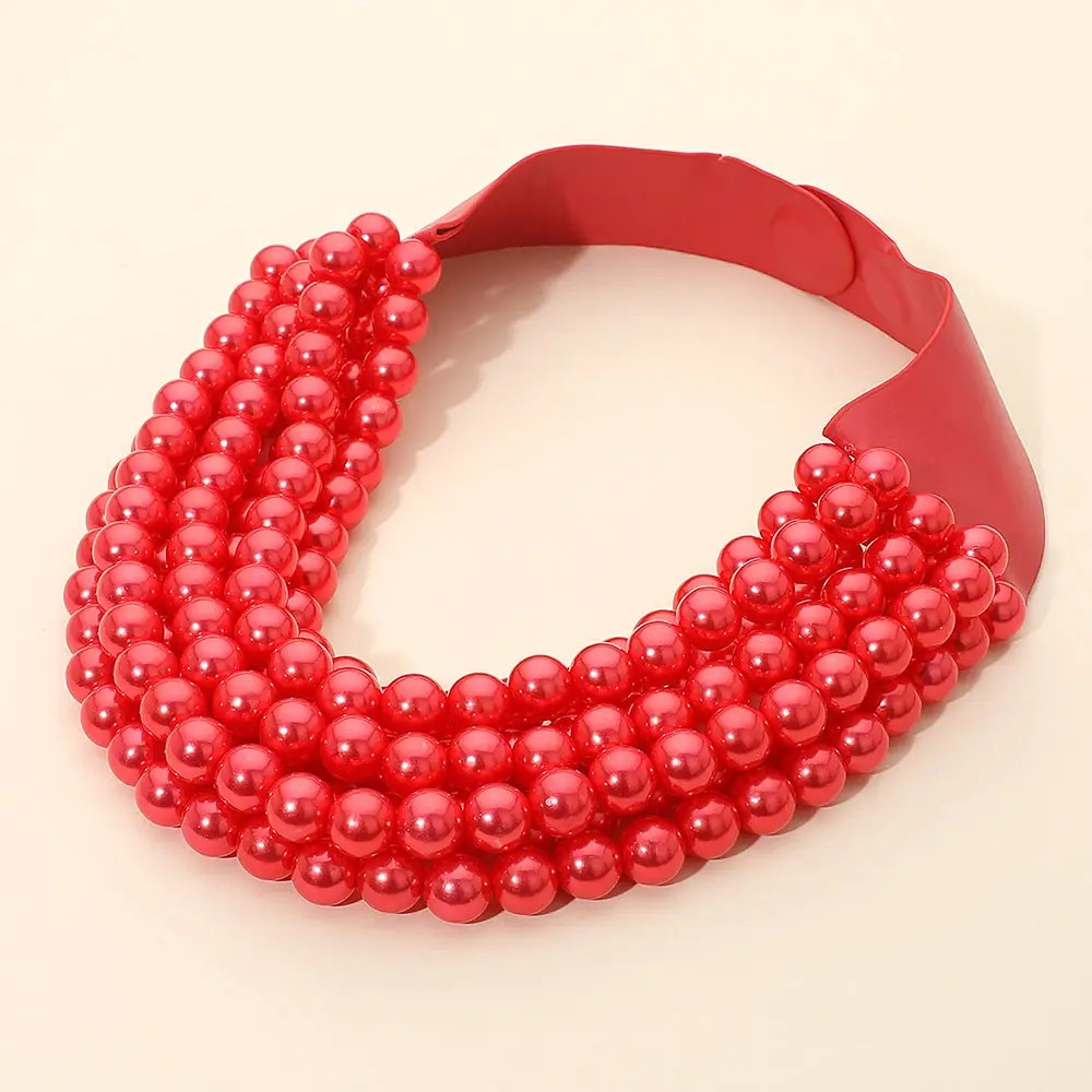 Bella Mutlistrand Necklace- Red