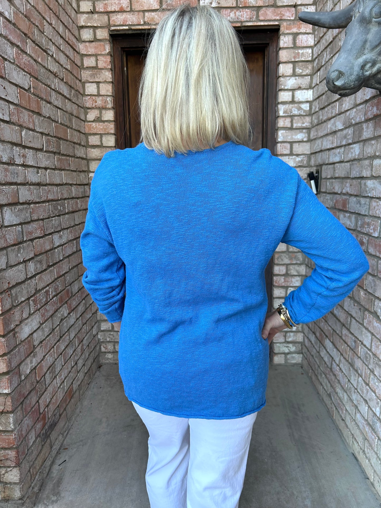 Seaside Knit Sweater-Ibiza Blue