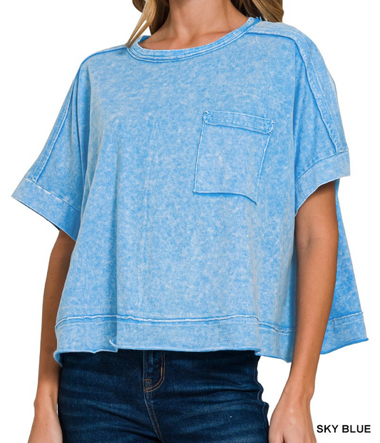 Suzy Sky Blue Snow Washed Box Tee
