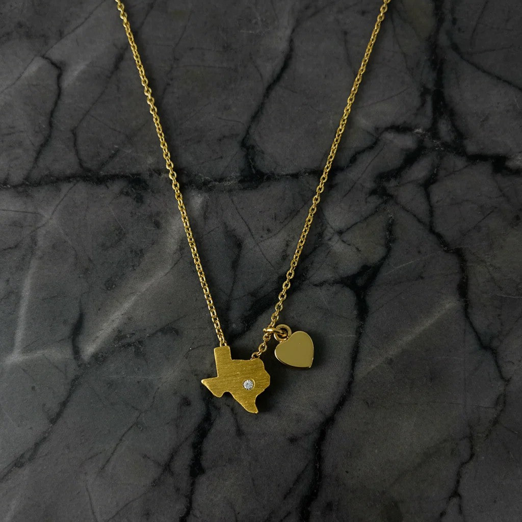 Heart of Texas Pendant Necklace-Gold
