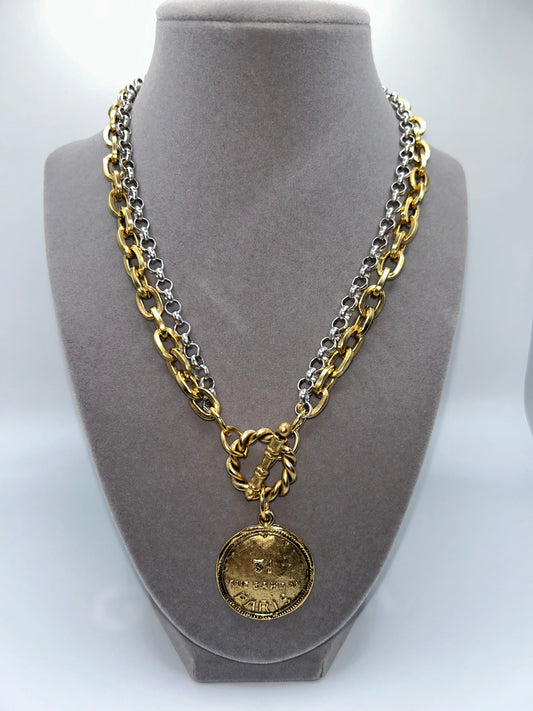Paris Double Strand Coin Necklace