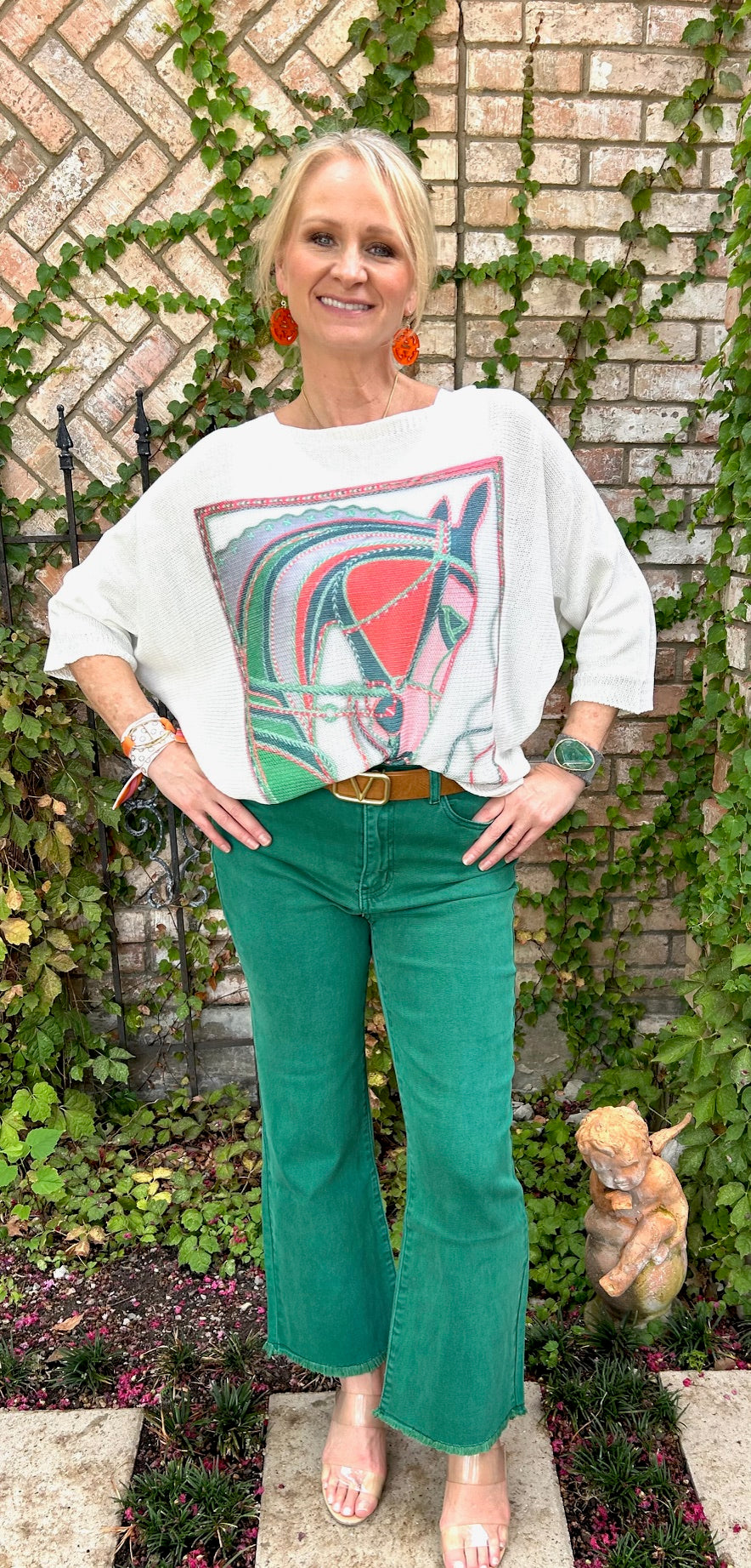 Washed Frayed Hem- Emerald Green Pant