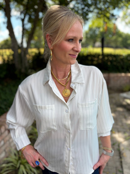 So Chic Striped Blouse
