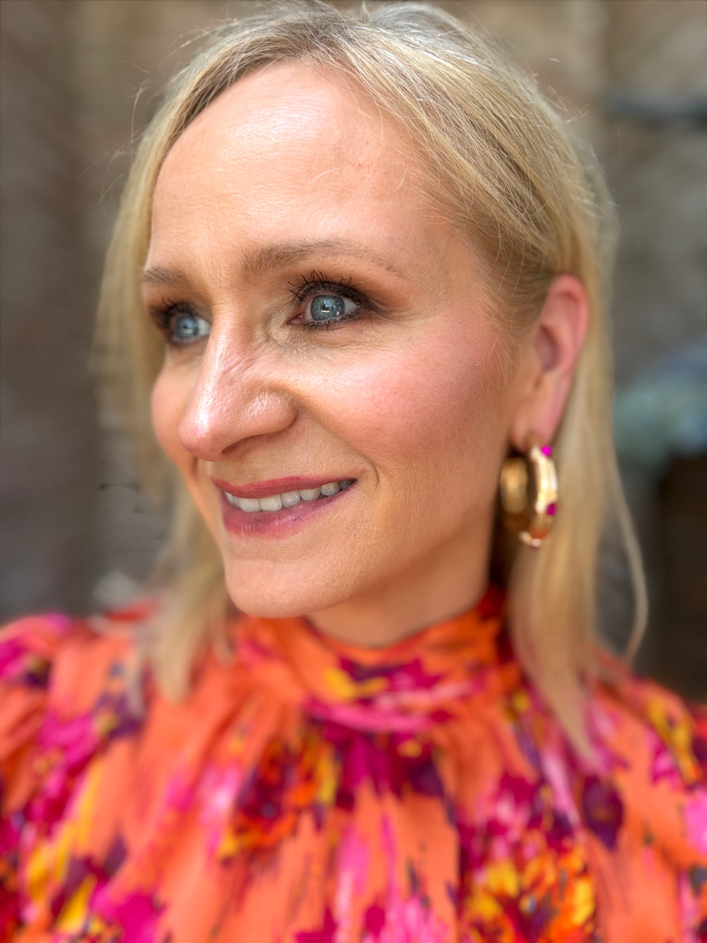 Pink Punch Stylish Gold Hoops