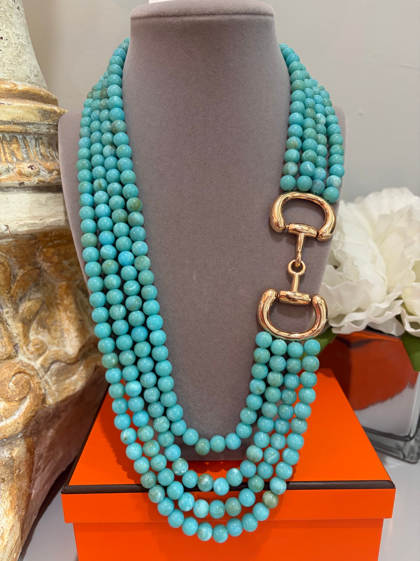 Golden Bit & Turquoise Necklace