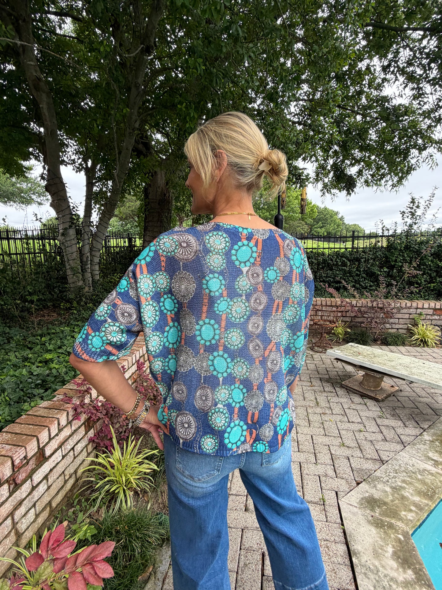 Navy Concho-Italian Knit