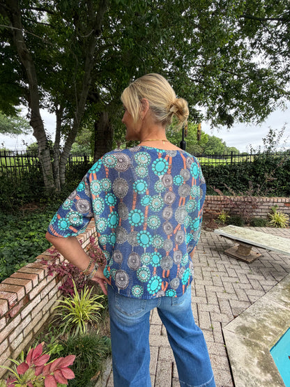 Navy Concho-Italian Knit