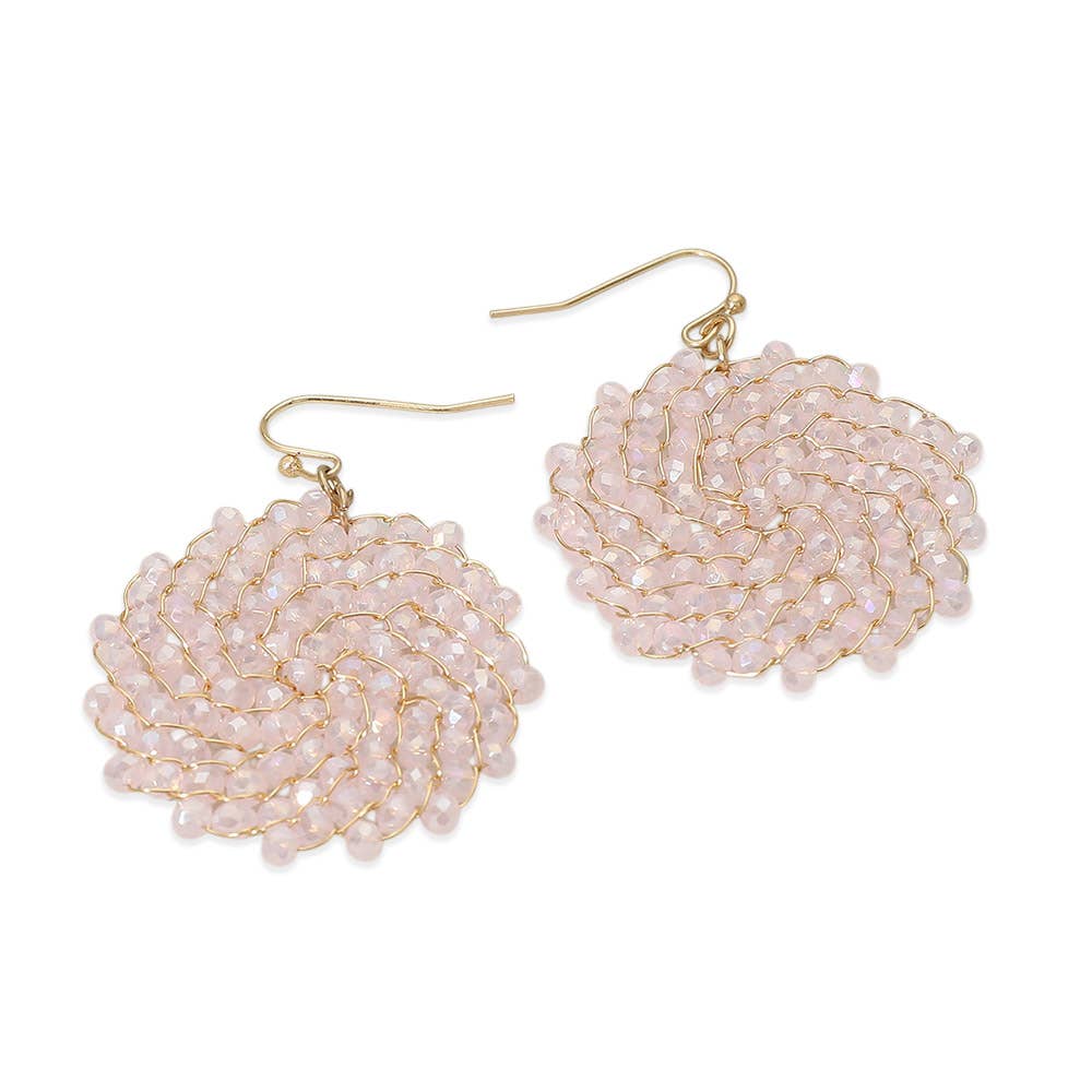 Beaded Dangle Earrings-Soft Pink