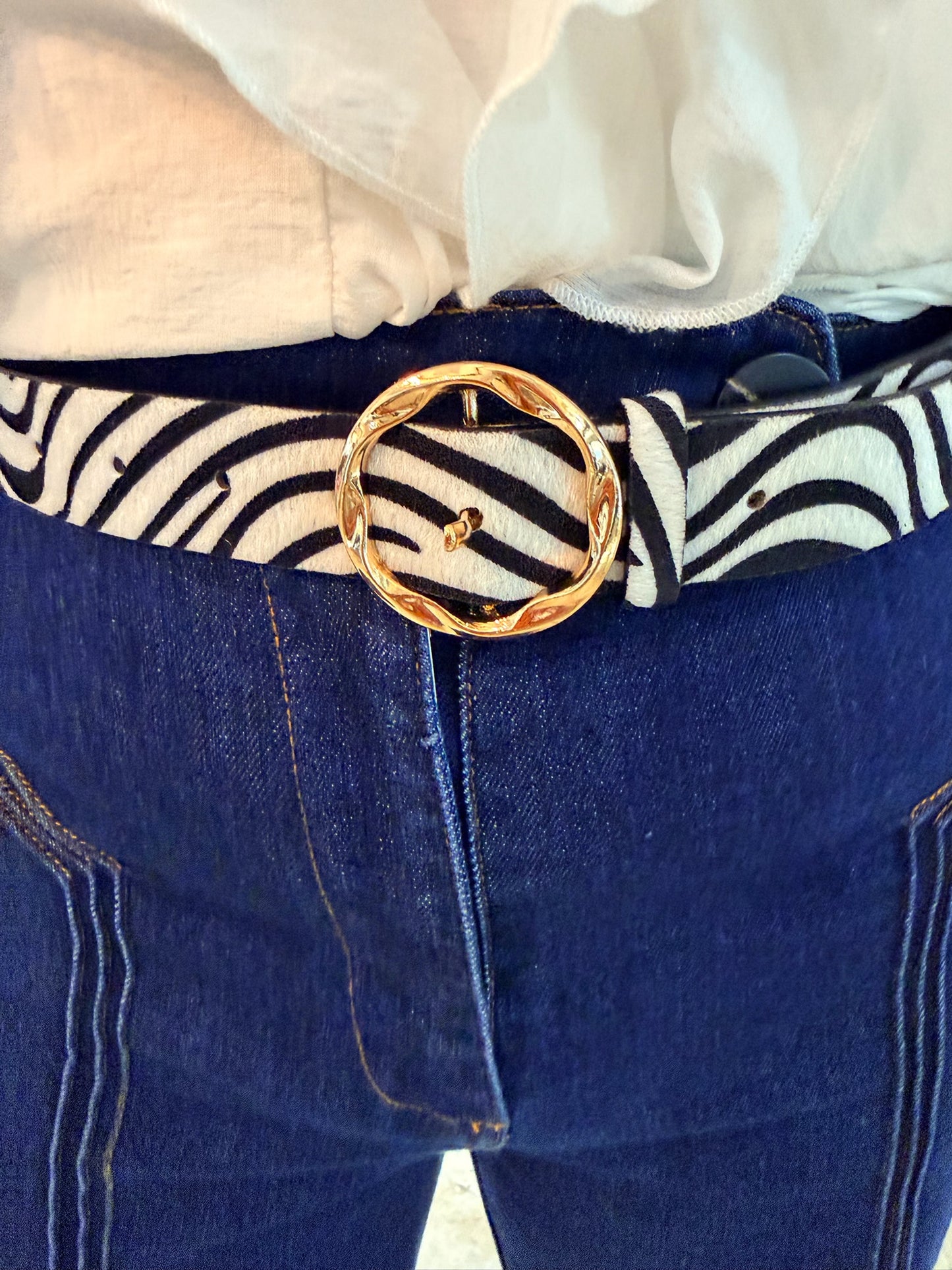 Black and White Zebra Belt