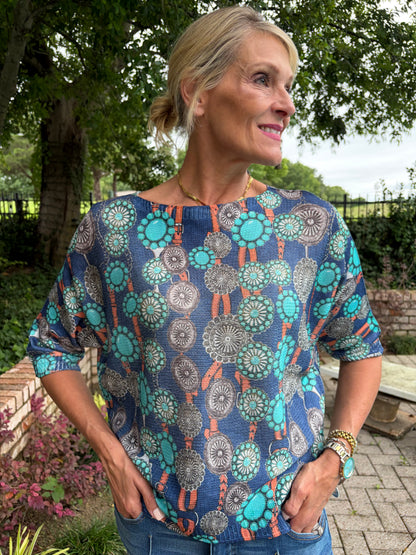 Navy Concho-Italian Knit