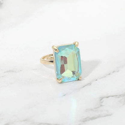 turquoise stone ring set in gold, adjustable. cocktail ring
