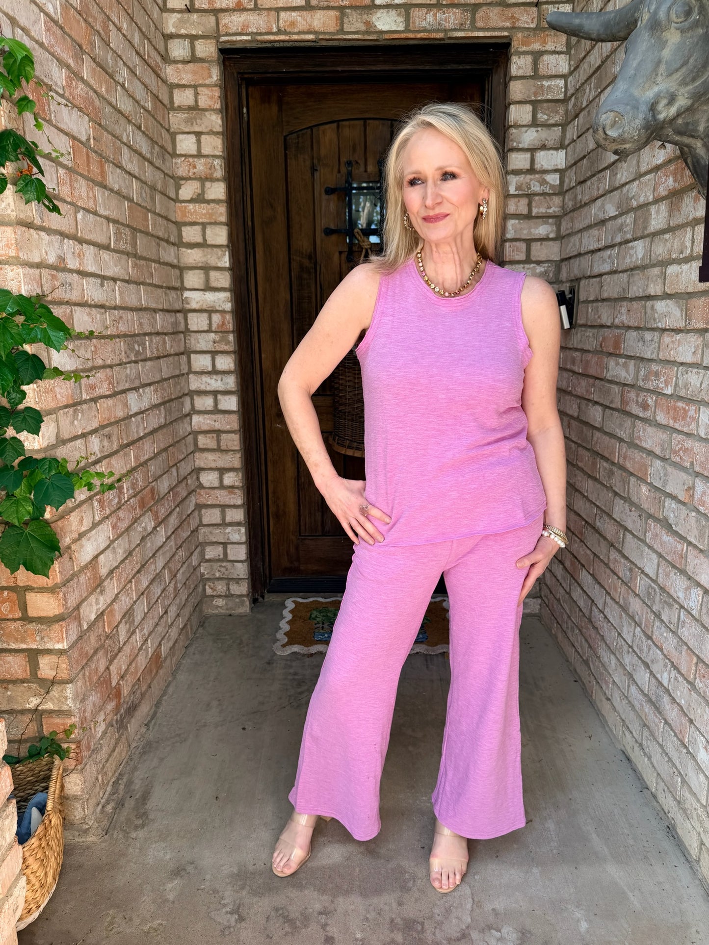 Posy Pink Sleeveless Pant Set