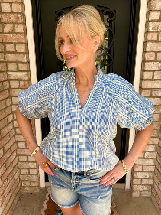 Blue Haven Checked Blouse