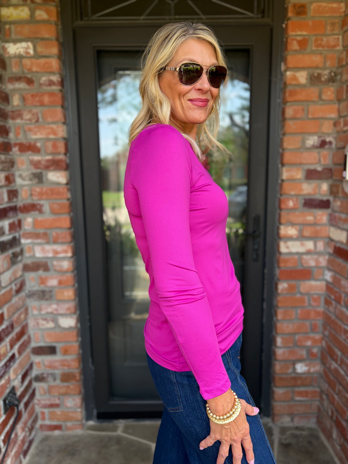 Berry Bold V Neck Tee