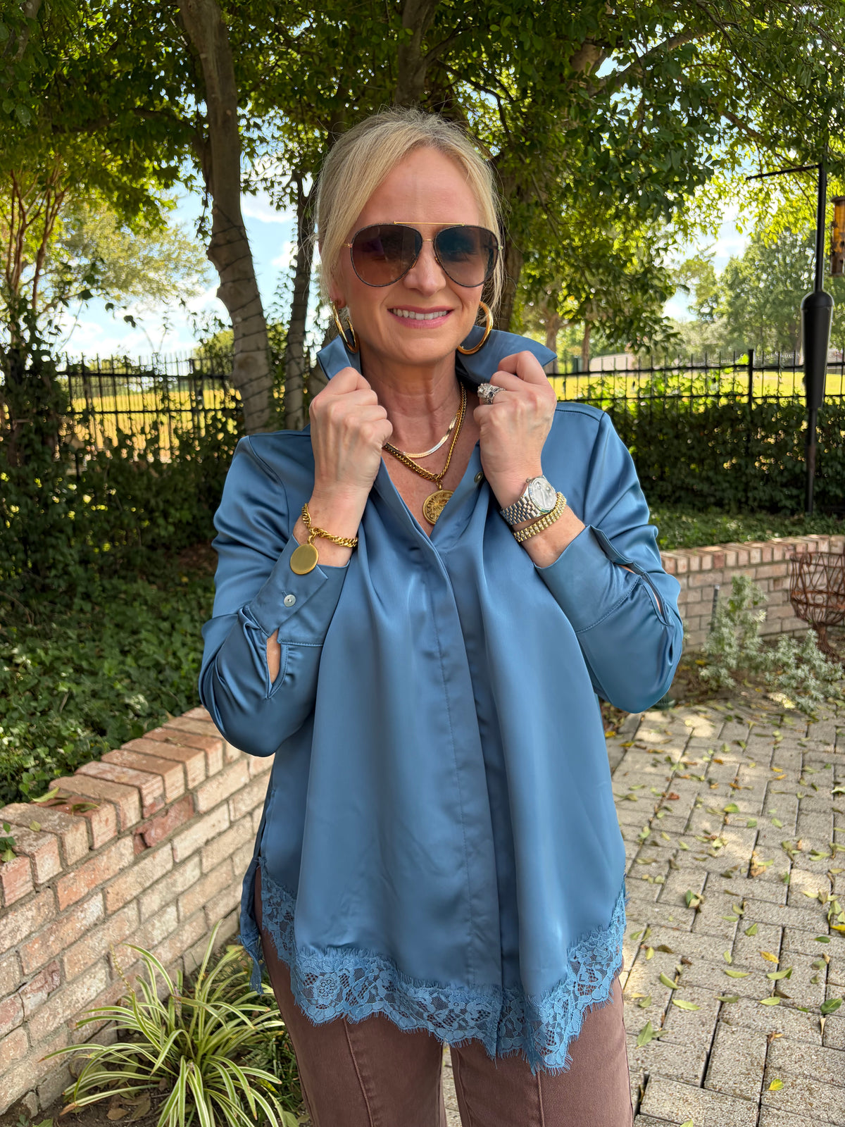 Sadie Steel Blue Blouse