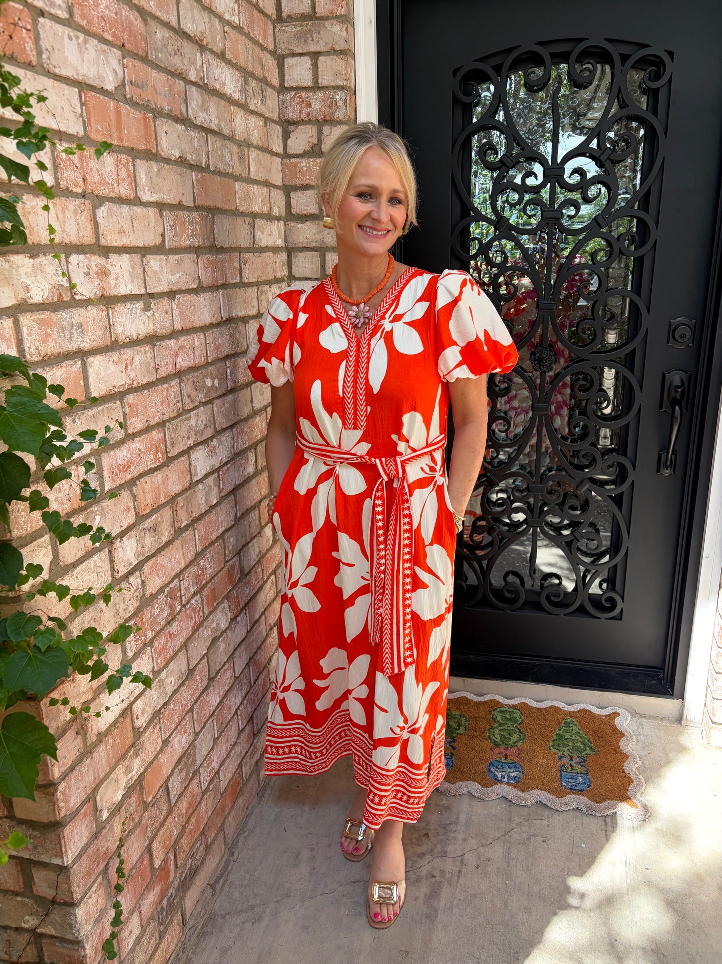 Orange Grove Midi Dress