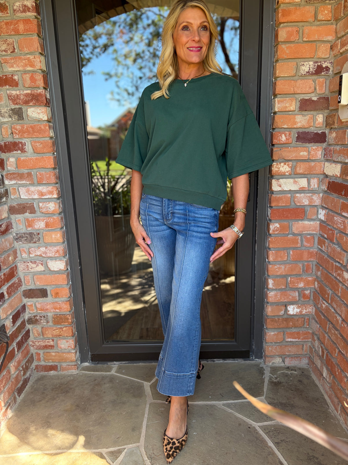 Going Casual Top- Dark Green