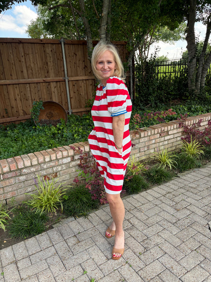 Summer in July -Red and White Stripe Dress