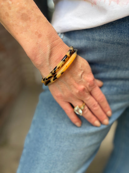 Gold and Leopard Bangle Set