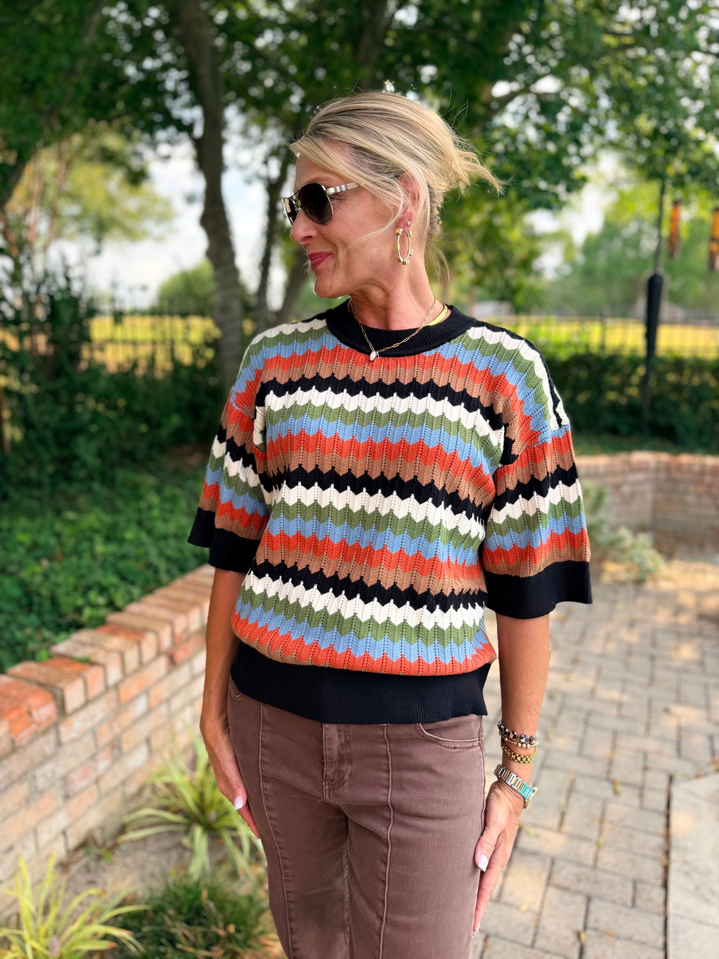 Fall in Full Color Chevron Striped Sweater