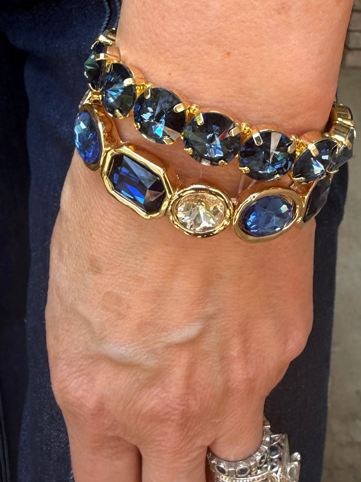 Blue Cut Stone Stretch Bracelet