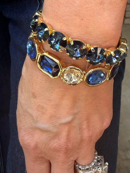 Blue Cut Stone Stretch Bracelet