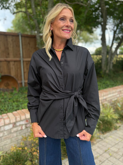 Kally Knotted Black Buttondown