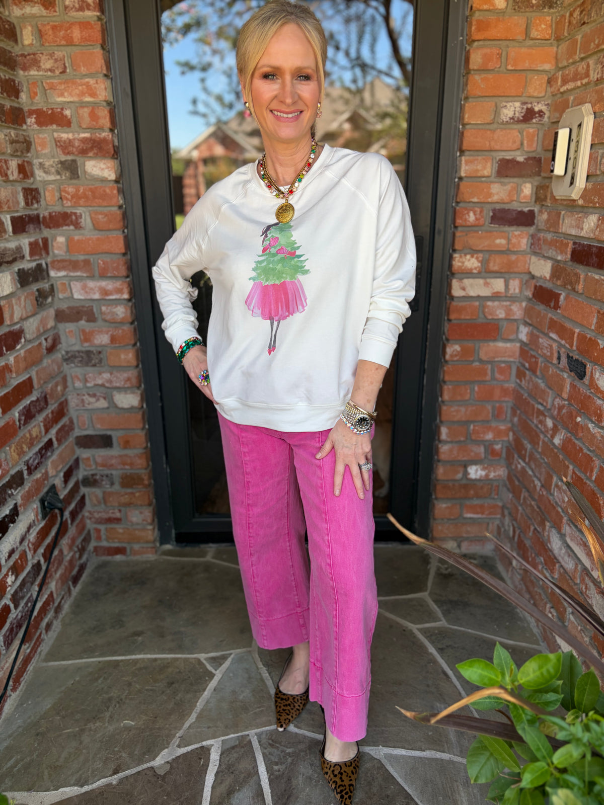 Pink Christmas Tree Girl SweatShirt