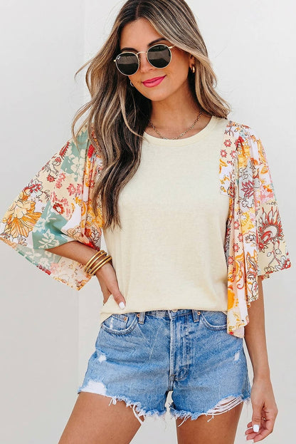 Cream Boho Patchwork Top