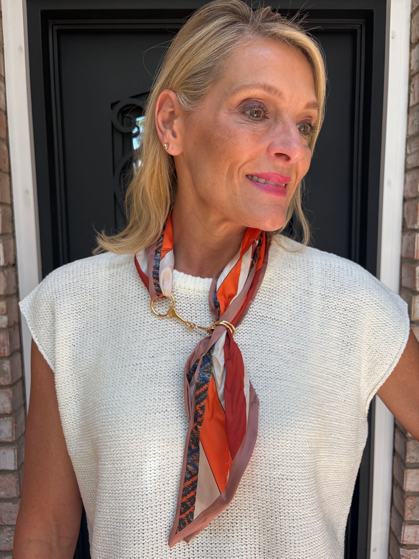 Bit & Bow Scarf Necklace-Orange