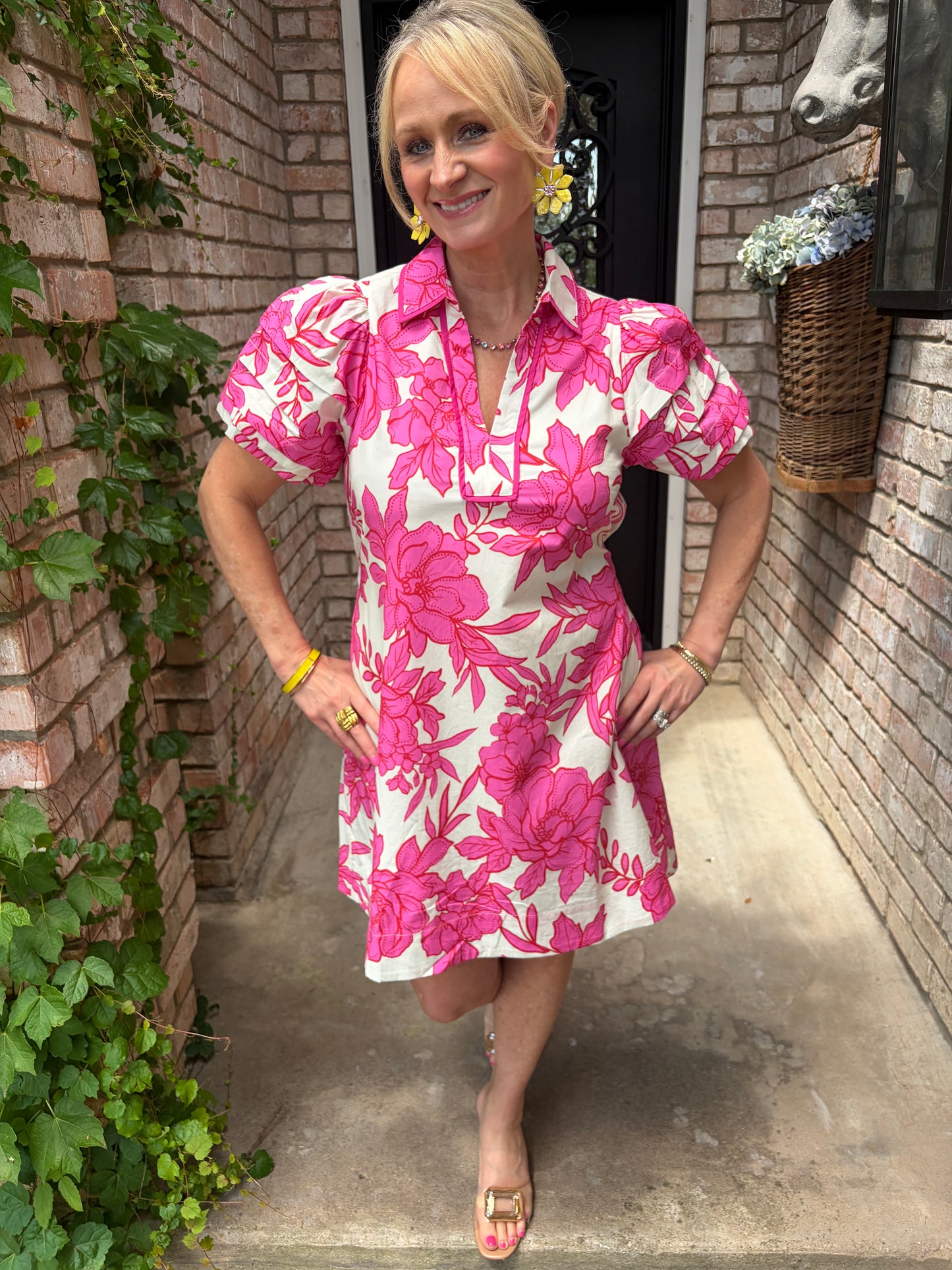 Pink Bloom Knee Length Dress