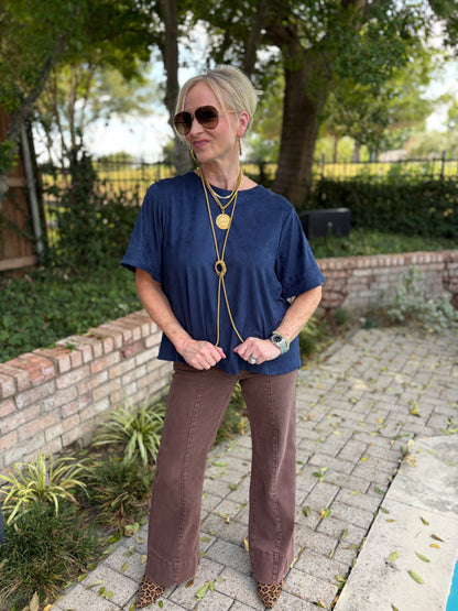 Sophisticated Navy Suede Top