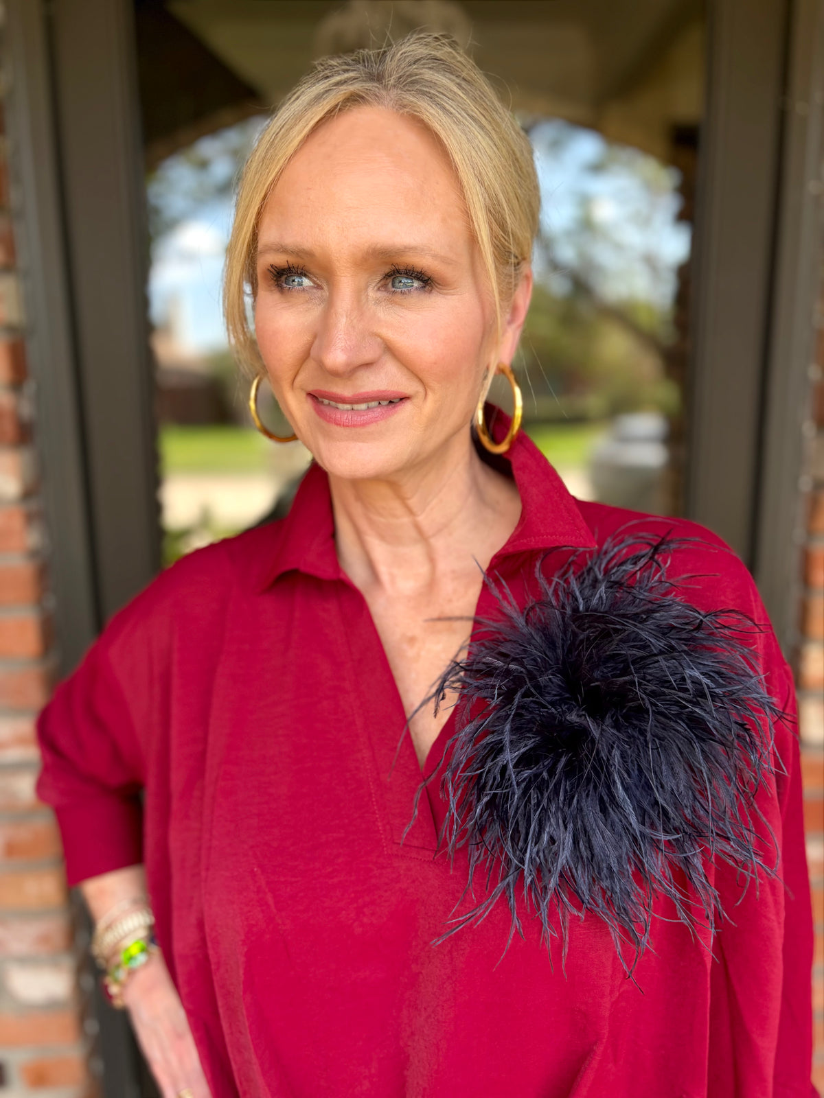 Ostrich Feather Puff - Navy
