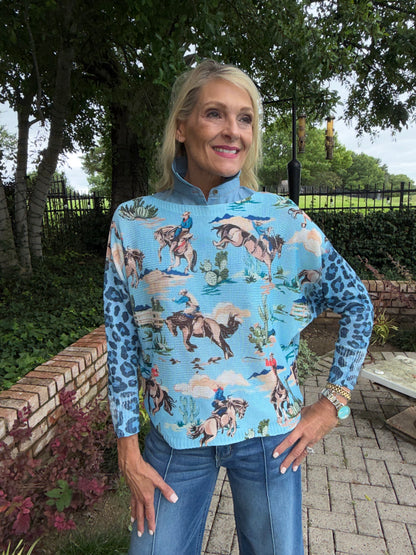 Blue Denim Faux Collar