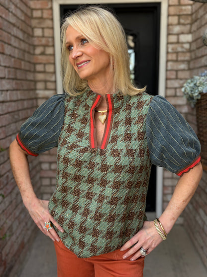Twist On Tweed Blouse