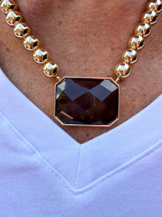 Brown & Gold Beaded Necklace