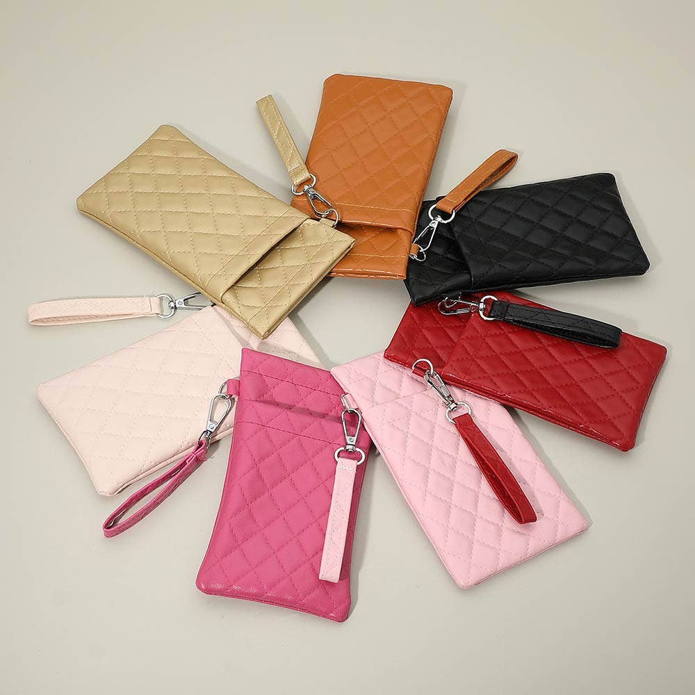 Quilted Sunglasses Wristlet Pouch