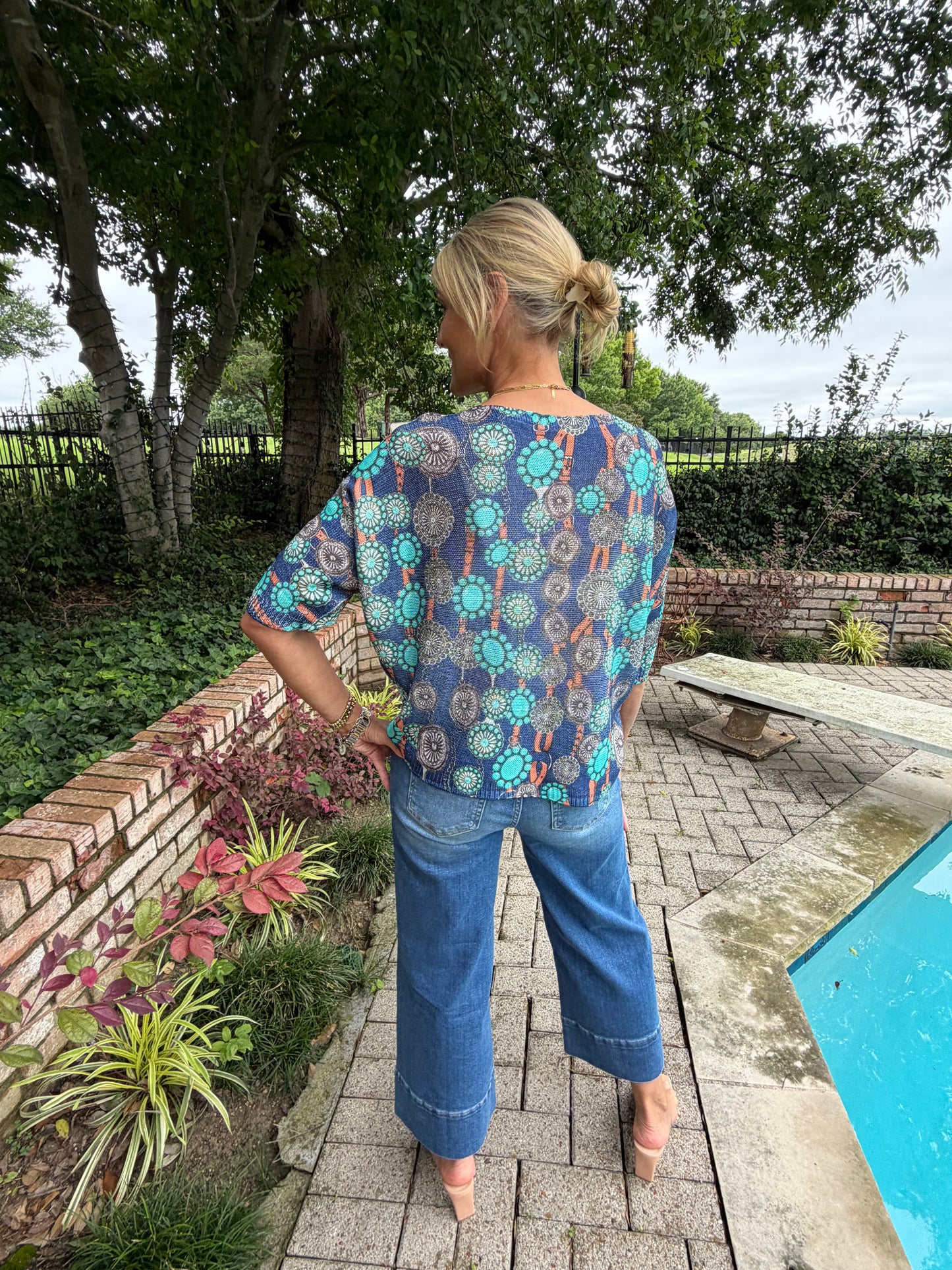 Navy Concho-Italian Knit