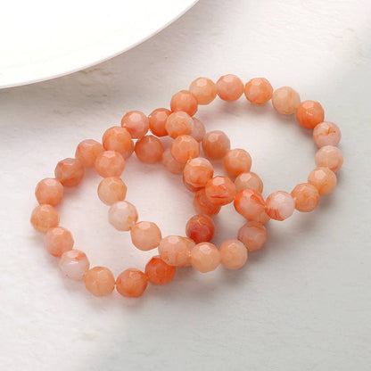 Coral Faceted Beaded Stretch Bracelet Set