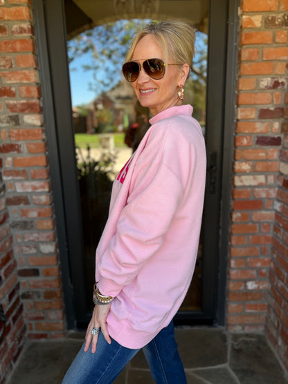 Pink Merry & Cheers Reversible Sweatshirt