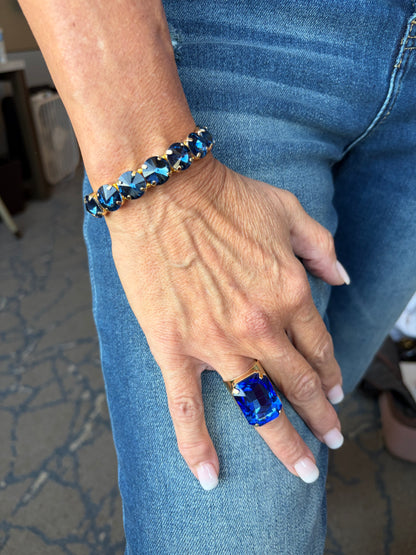 Grand Glam Crystal Ring- Sapphire