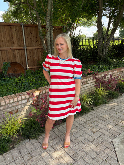 Summer in July -Red and White Stripe Dress