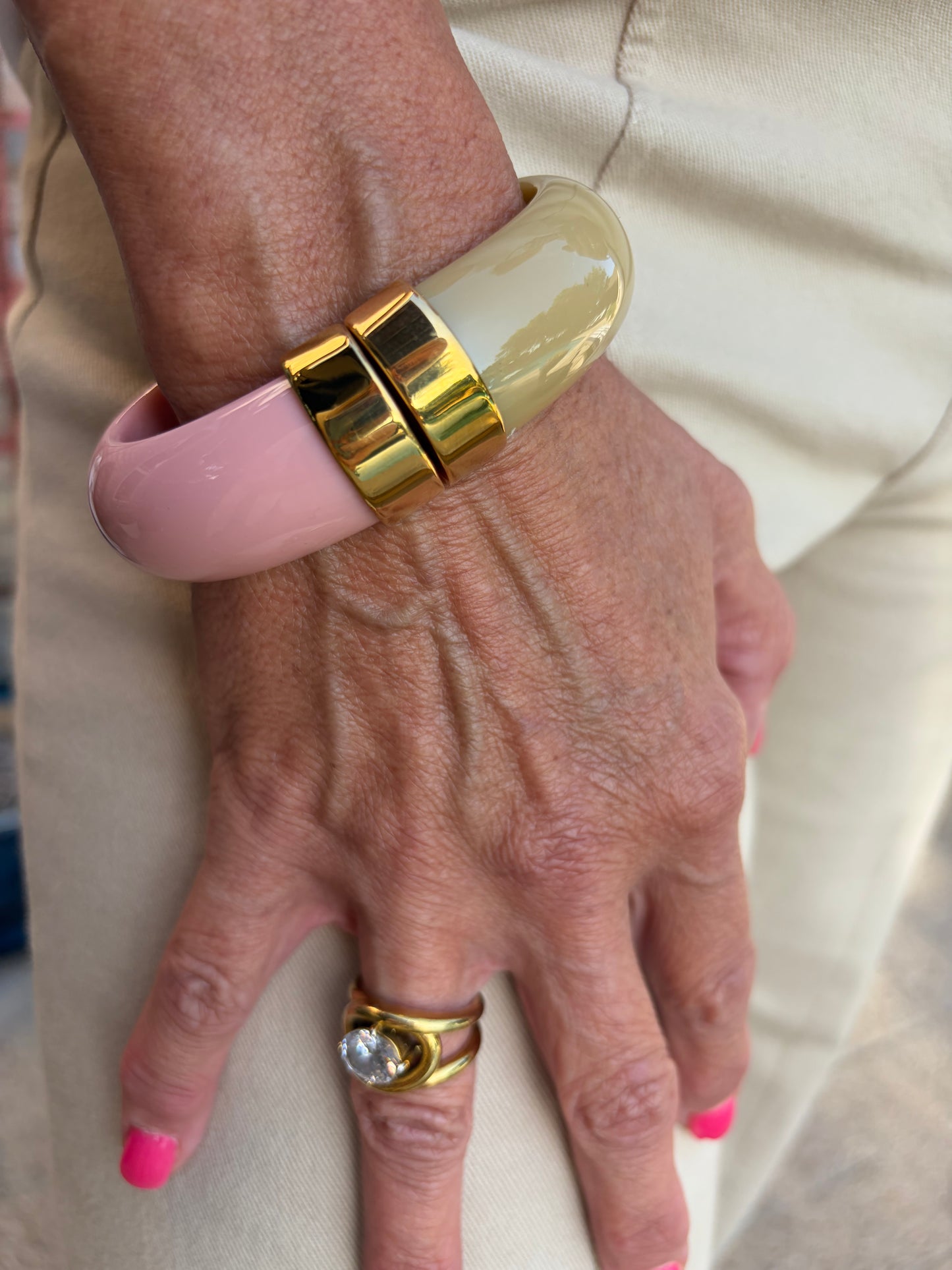 Modern Pink and Khaki Bangle