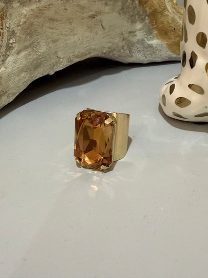 Grand Glam Crystal Ring- Deep Topaz