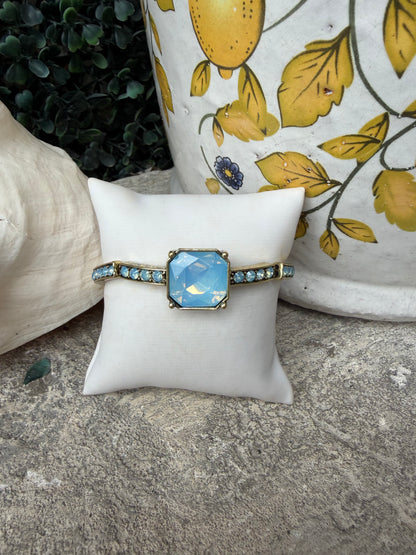 Single Stone Stretch Bracelet- Denim Blue