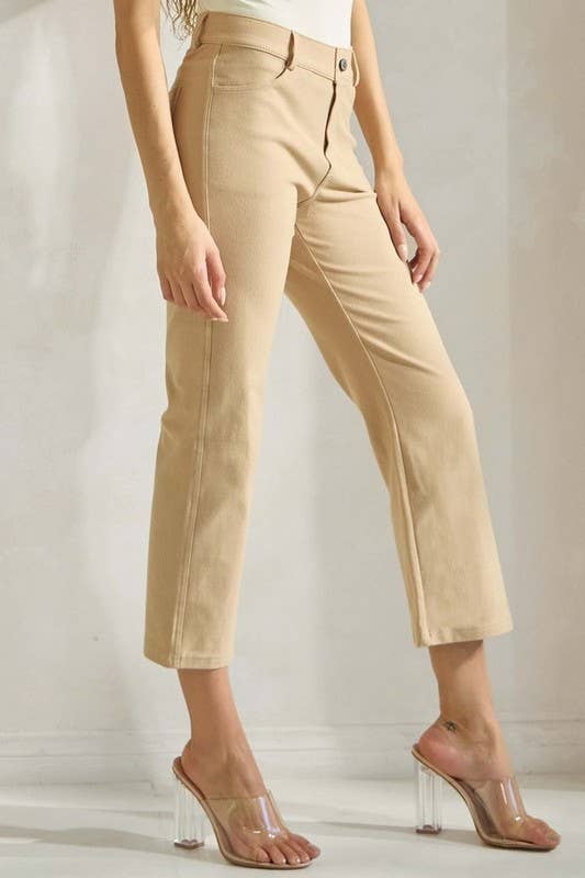 Elegant Crop Pant-Khaki