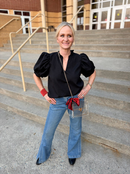 Black Puff Sleeve Blouse