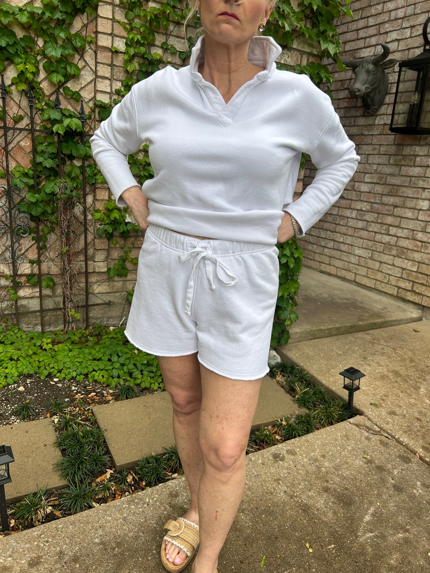 Malibu Vintage Raw Edge Shorts- White