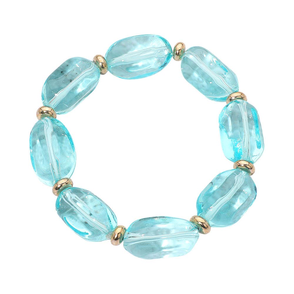Transparent Faceted Pebble Beaded Stretch Bracelet